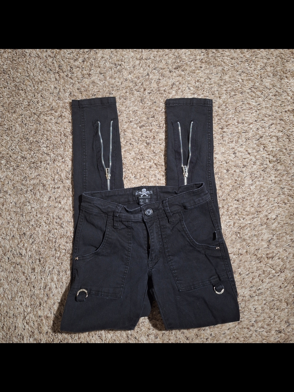 Royal Bones Daang Goodman Black Zipper D-Ring Emo Skinny Jeans Size 0
